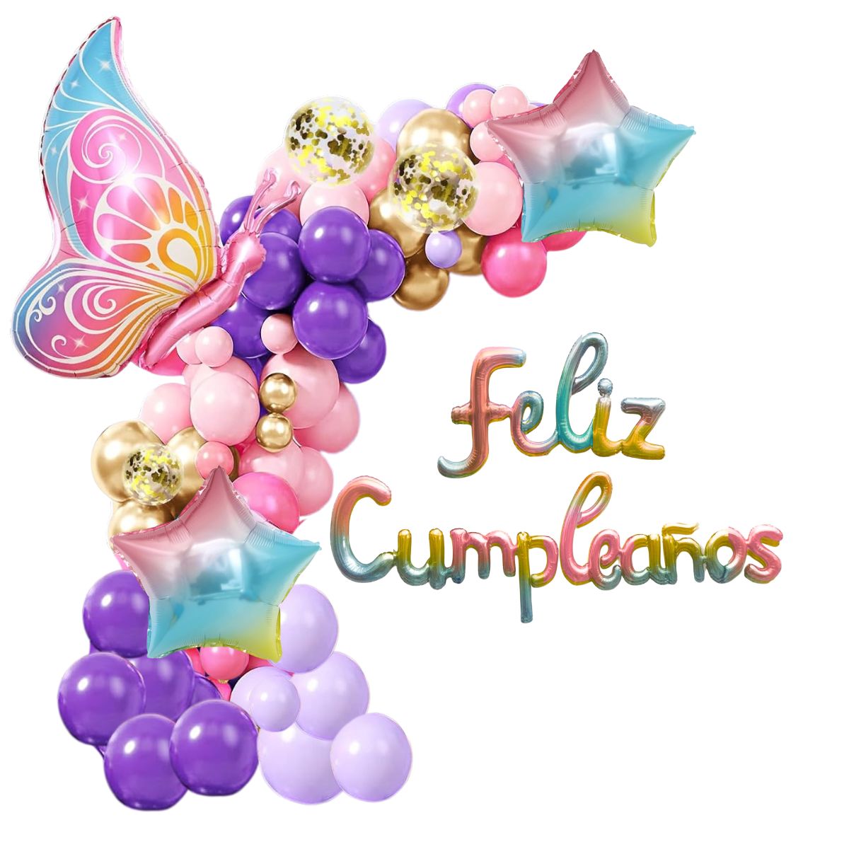 Set de globos de cumpleaños Mariposa 61 Piezas