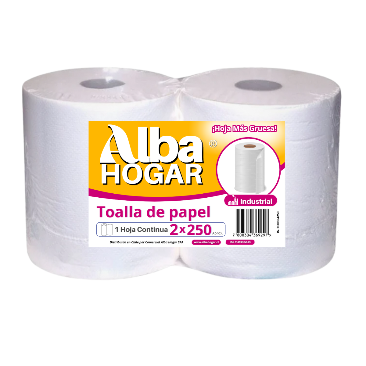 Toalla De Papel Absorbente Alba Hogar 2 x 250 aprox.