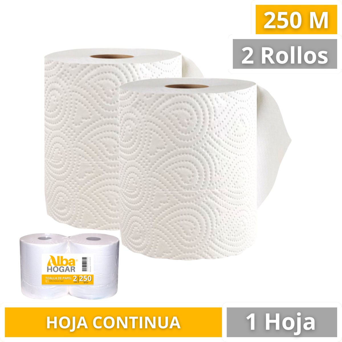 Toalla De Papel Absorbente Alba Hogar 2 x 250mtrs