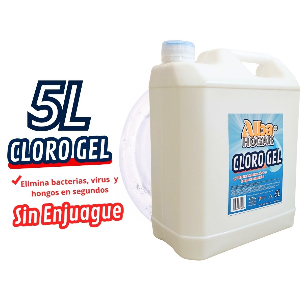 Cloro Gel 5 Litros Alba Hogar Antibacterial