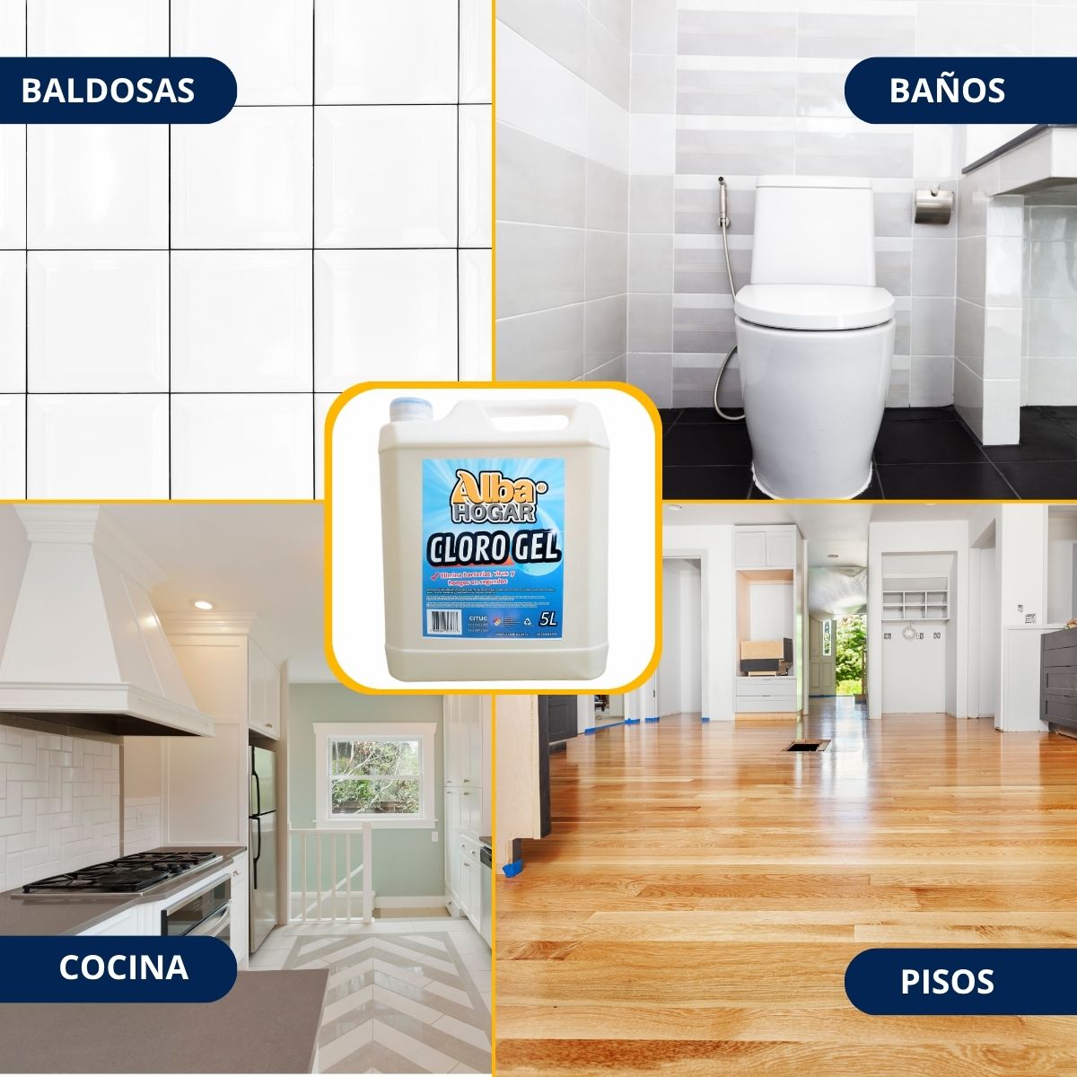 Cloro Gel 5 Litros Alba Hogar Antibacterial