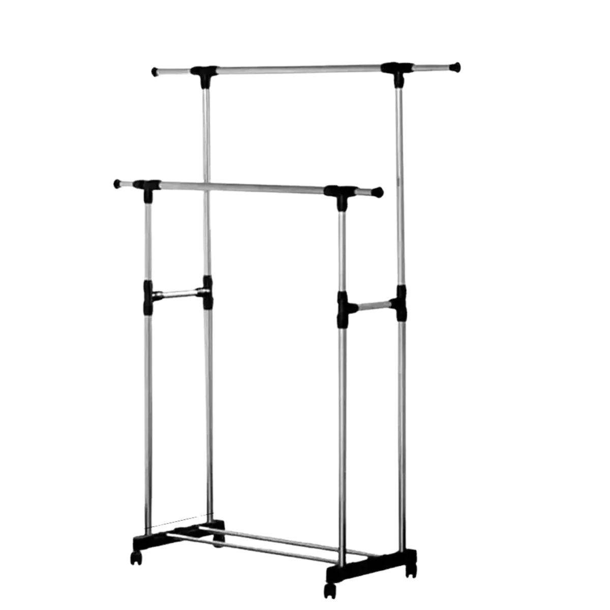 Perchero Doble Barra Con Ruedas Exhibidor de Ropa 130x74x37