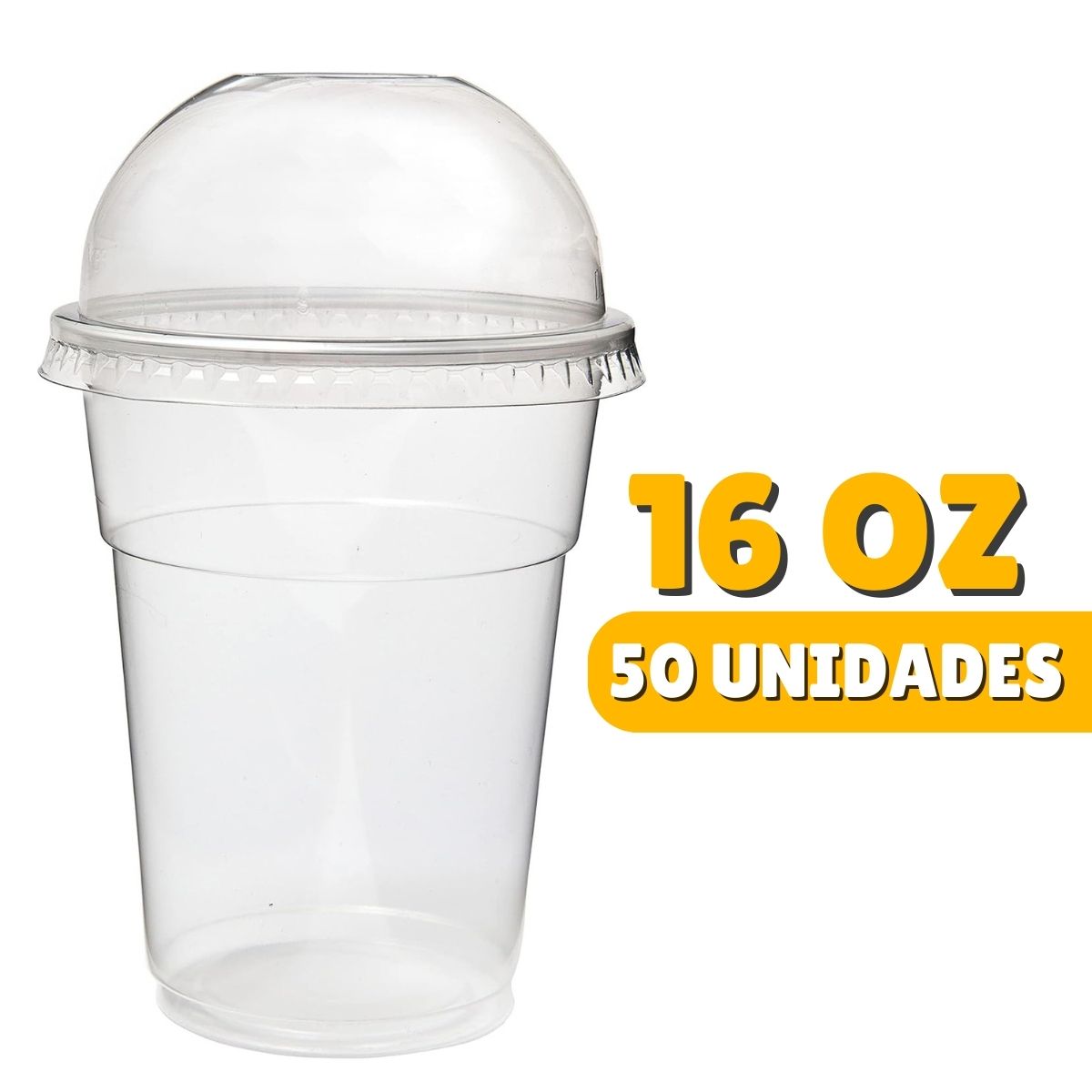 Vaso Plástico Con Tapa Domo 16oz